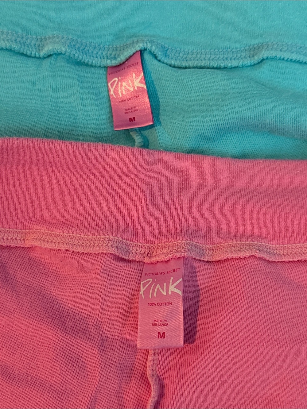 PINK Victoria's Secret women’s cropped cotton lounge pants/PJ’s pink & aqua sz M - Picture 3 of 4
